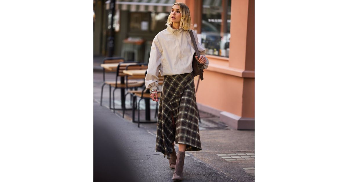 Women's Brown Checked Handkerchief Hem Midi Skirt New Look | New Look (UK)