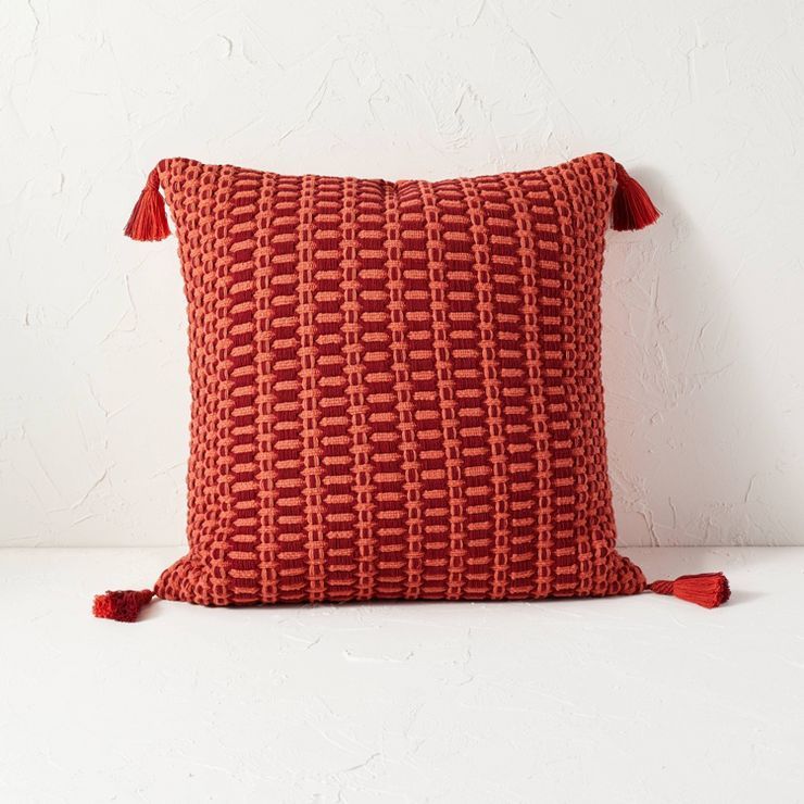 Oversized Chunky Woven Textured Square Throw Pillow Coral - Opalhouse™ designed with Jungalow... | Target