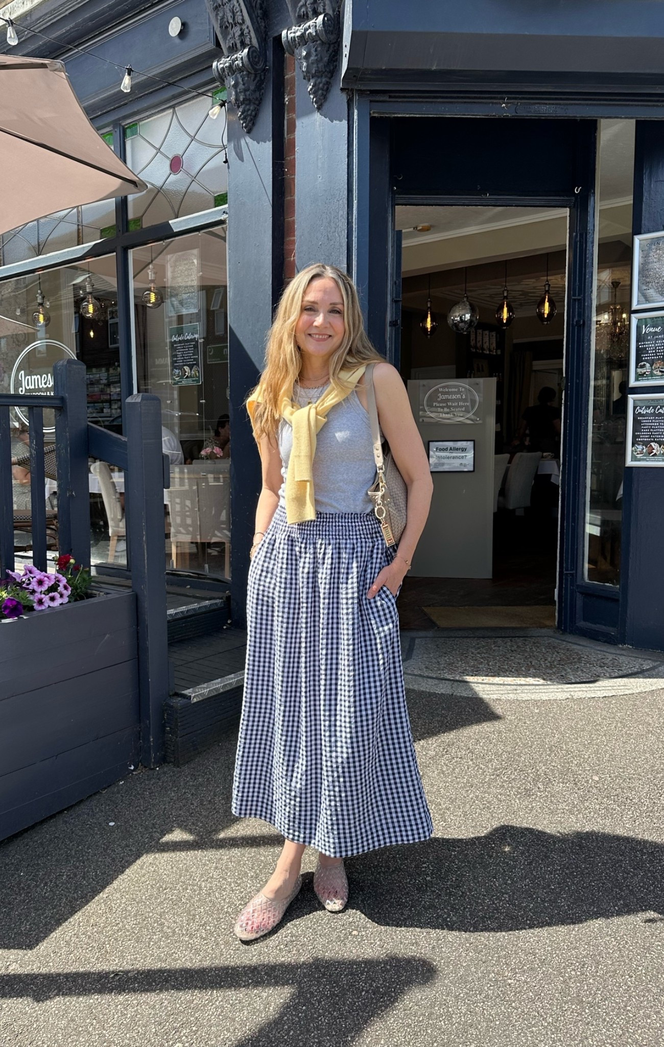 English tea with my daughter! My @Splendid gingham midi skirt has been perfect during this UK heatwave!

Summer outfit, travel outfit

#LTKOver40 #LTKTravel #LTKootd