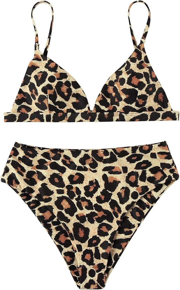 RUUHEE Women Stripe Printing Padded Push up 2 Piece Bikini Sets Swimsuits | Amazon (US)