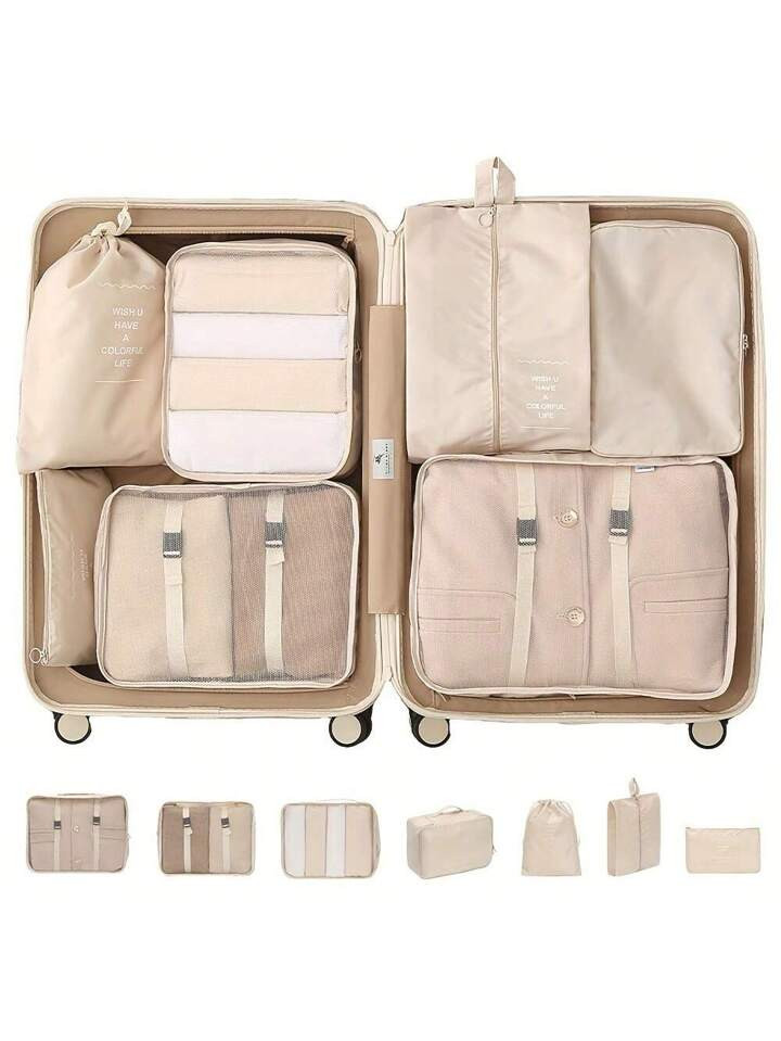 7pcs Large Capacity Travel Organizer Bags, Waterproof Portable Packing Cubes For Clothes, Pants, Shoes, Socks, Suitcase Storage Organizer,Boho Vibes | SHEIN