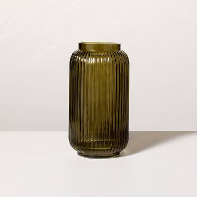 Ribbed Glass Jug Vase Dark Green - Hearth & Hand™ with Magnolia | Target