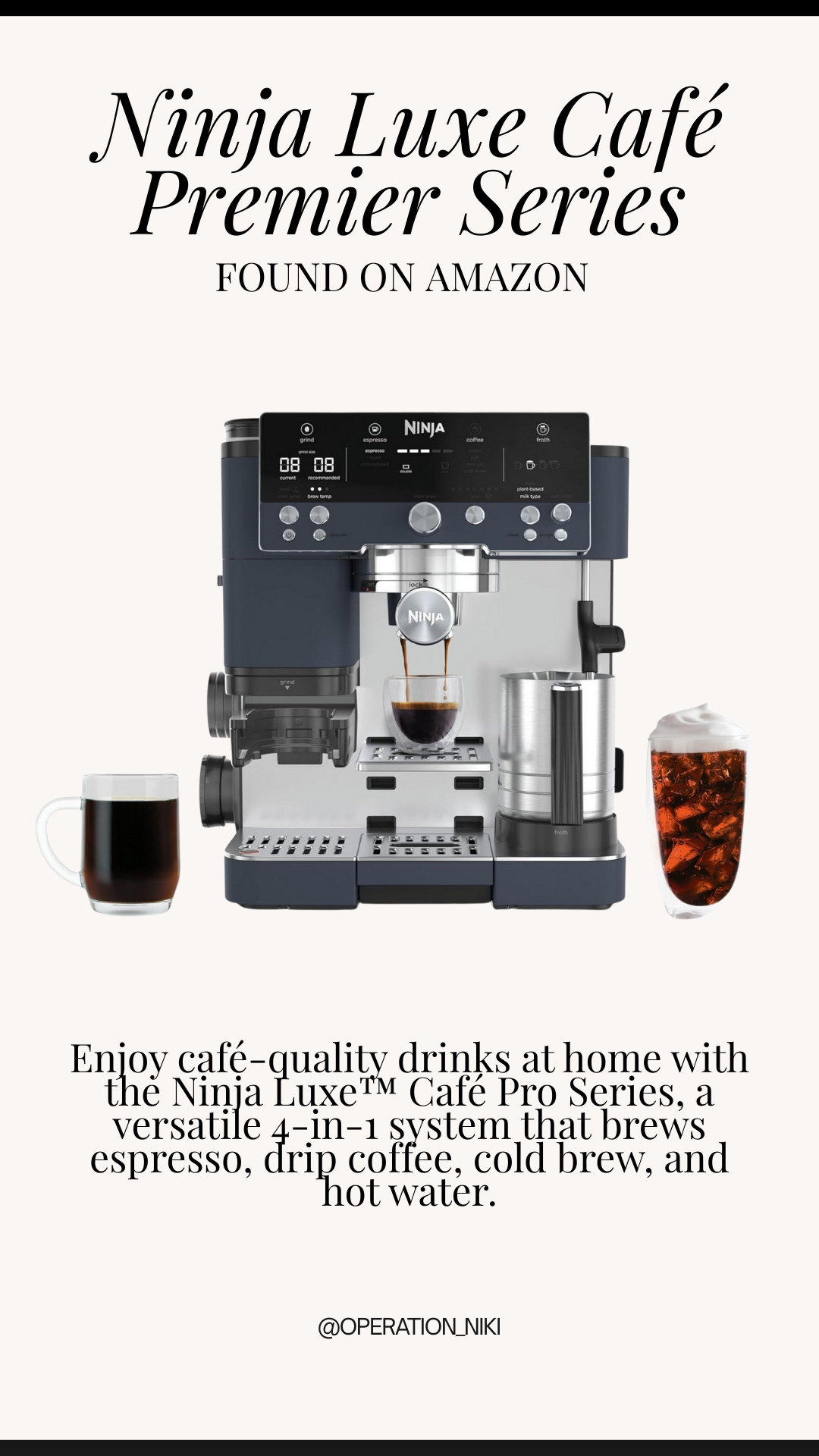Bringing café-level comfort straight to your counter. The Ninja Luxe™ Café Pro makes every sip feel warm, slow, and intentional — from bold espresso to smooth cold brew, all in one beautiful machine. ☕🤎

Follow for more @OPERATION_NIKI on IG, TikTok, & Facebook 💛

#ninjacafepro #coffeebarfinds #kitchenfavorites #amazonfinds #coffeemaker #espressoathome #coffeelovers #cozyaesthetic #kitchengadgets #homecafe 

 #LTKfoodie #LTKHome