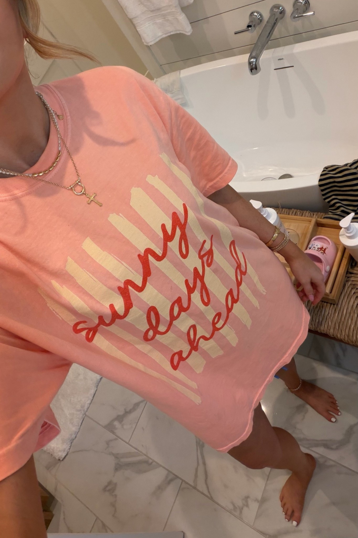 love this tee! wearing a large. @pinklily code is MICHELE