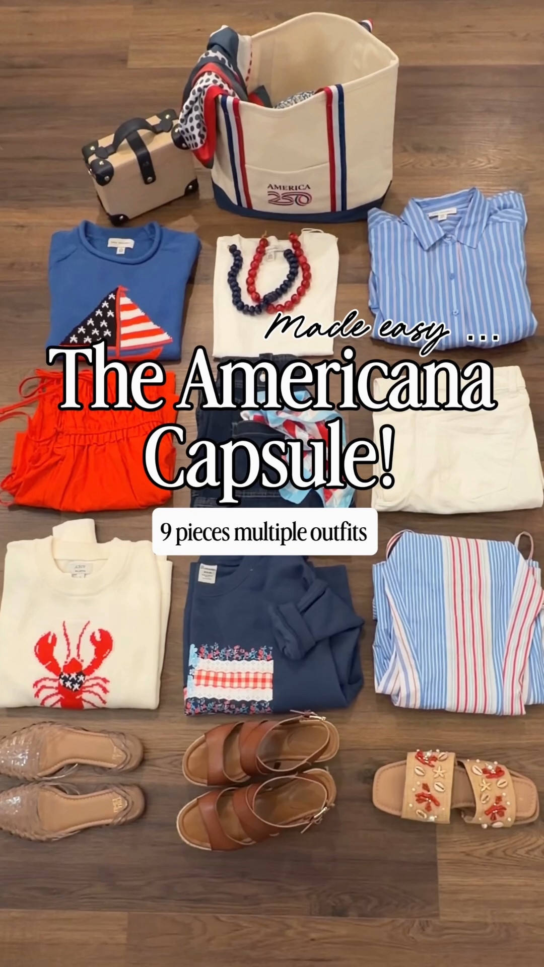 Follow + Comment USA and I’ll send all the links because sometimes the easiest way to get dressed is to stop thinking in outfits and start thinking in pieces. 

This Americana capsule is made up of just 9 pieces that mix and match into so many outfit combinations. Whether you’re headed to a backyard barbecue, a summer vacation, church, or celebrating the Fourth, these pieces work together effortlessly.

Walmart fashion, Americana style, capsule wardrobe, summer capsule wardrobe, Fourth of July outfits, red white and blue outfits, affordable fashion, Walmart finds, summer outfit ideas, classic style, coastal style, teacher style, vacation outfits