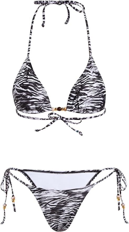 Women's 2 Pieces Zebra Print Bikini Set Swimsuit Y2K Swimsuit | Amazon (US)