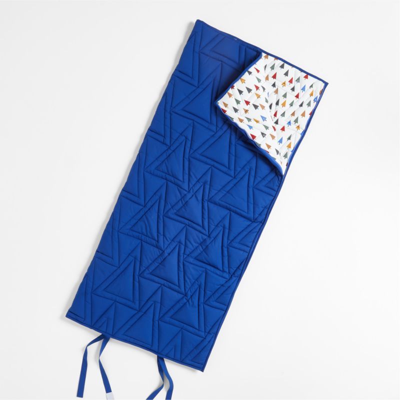 Blue Puffer Christmas Trees Kids Sleeping Bag | Crate & Kids | Crate & Barrel