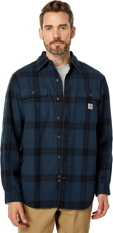 Carhartt Men's 105439 Loose Fit Heavyweight Flannel Long-Sleeve Plaid Shirt | Amazon (US)