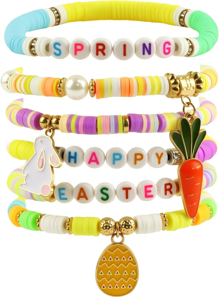 OHOME Easter Basket Stuffers for Teens - 6 Pack Bracelets for Women -Bunny Egg Gifts for Adults K... | Amazon (US)