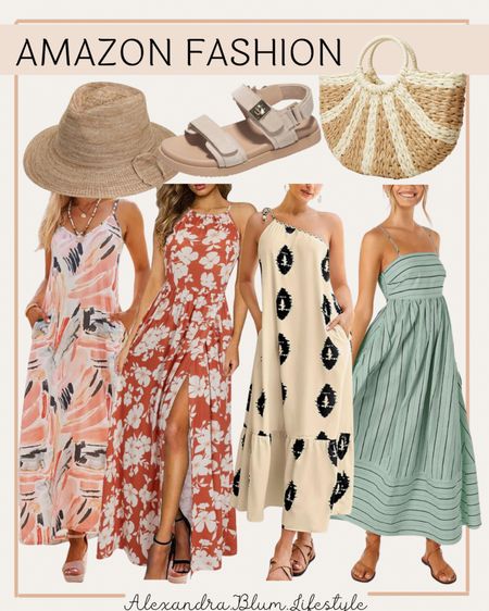 Amazon Vacation dresses! Maxi floral dresses!! Vacation outfits, nude sandals, straw tote bag purse, and straw fedora hat!! Spring Outfit! Wedding guest dresses! Summer outfit! Travel outfit! Vacation outfit! Mother’s Day dress! Boho dress!

#LTKshoecrush #LTKtravel #LTKfindsunder50