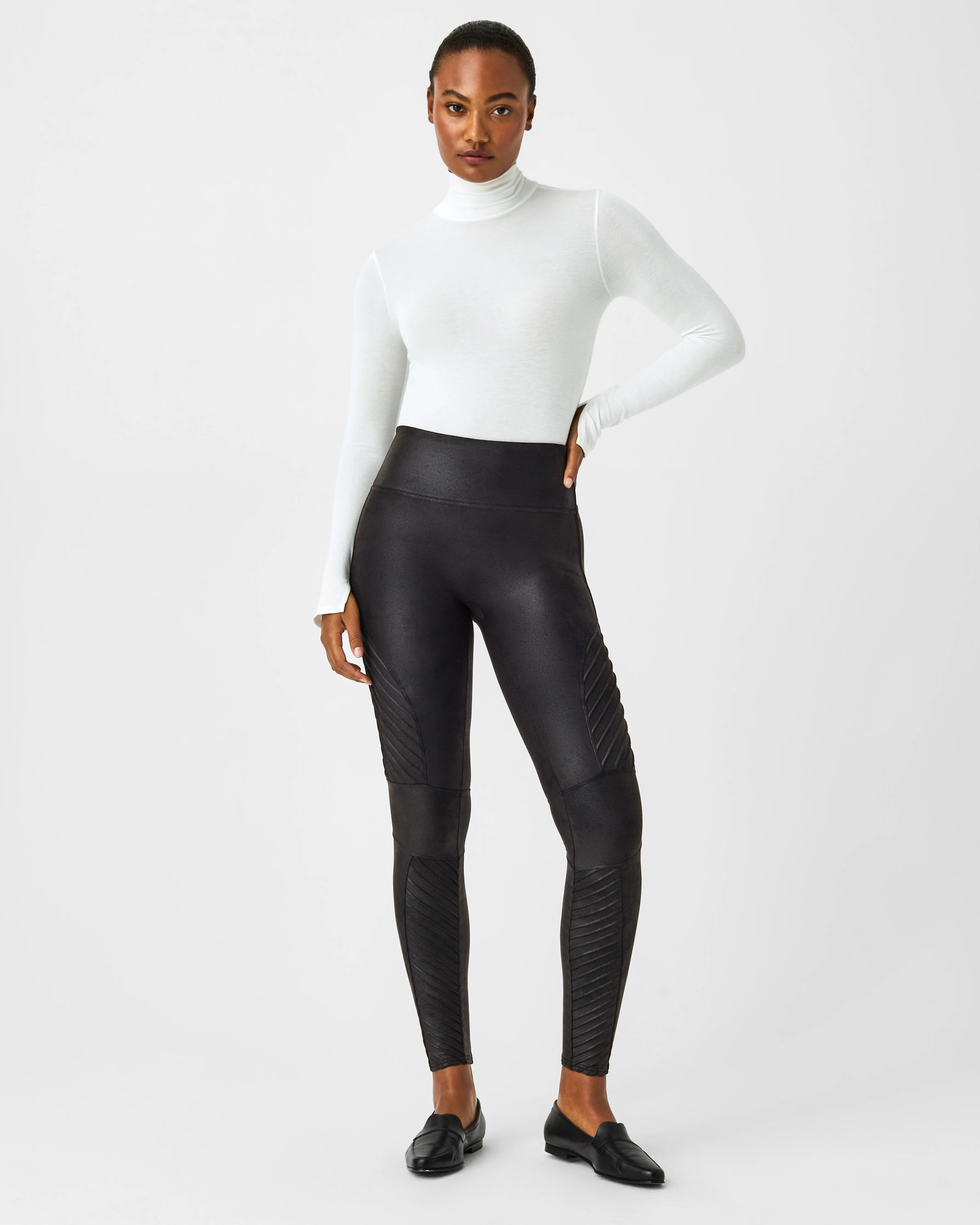 Faux Leather Moto Fleece-Lined Leggings | Spanx