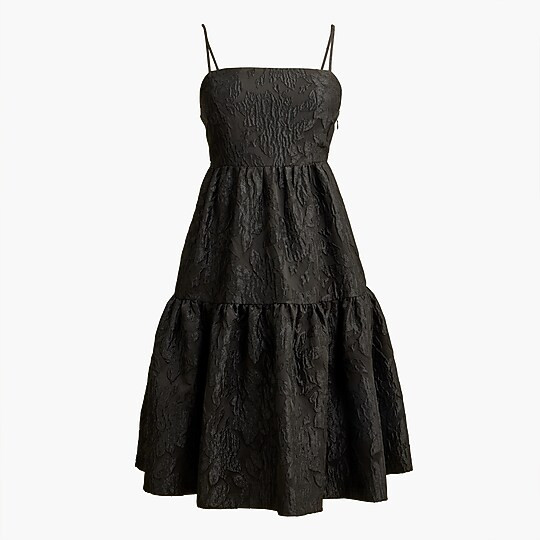Jacquard strappy tiered mini dress | J.Crew Factory