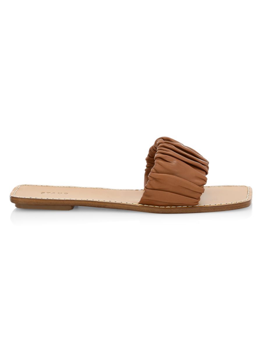 STAUD Nina Ruched Leather Sandals | Saks Fifth Avenue