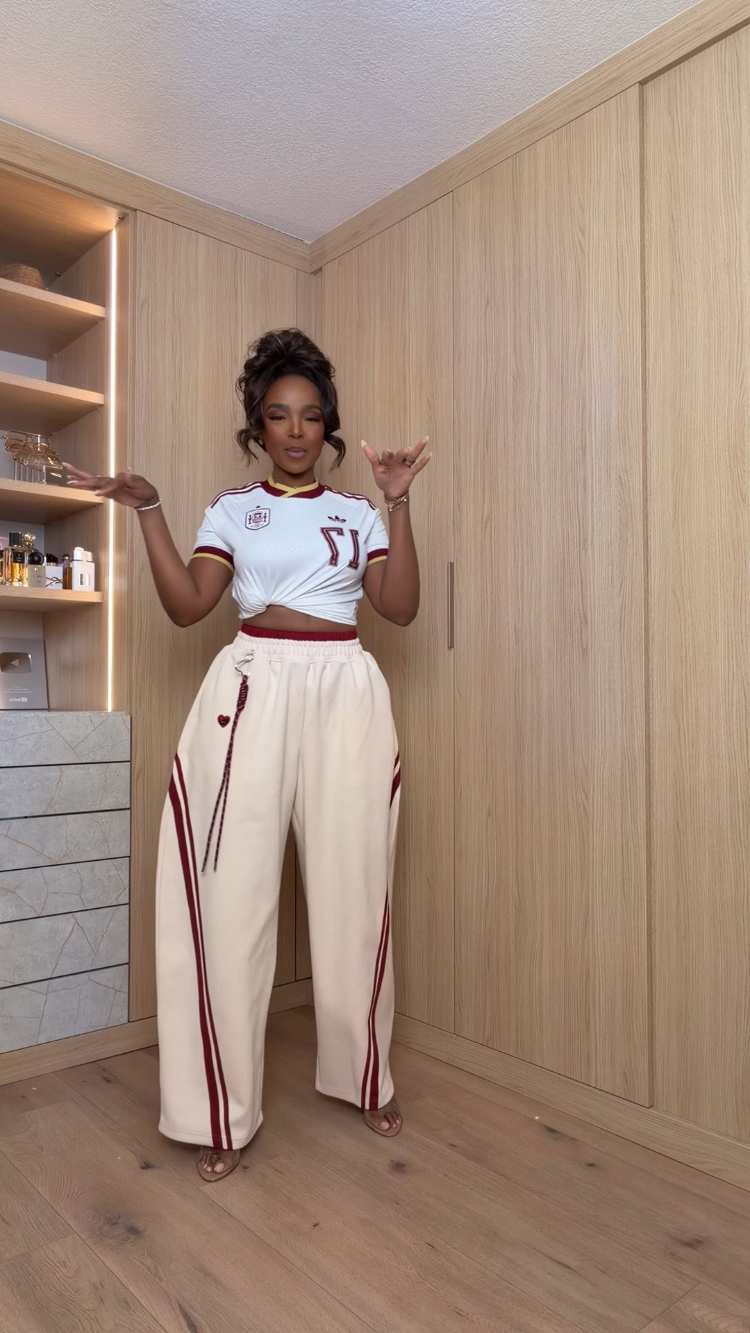 Hi Babes! ❤️🤍

This sporty chic set is such a fun twist on everyday style! I love how the varsity-inspired tee pairs perfectly with the wide-leg track pants for an effortless, cool-girl look that's comfortable without sacrificing style.

✨ Fit Details:
• Wearing a size Small
• 5'4" | 140 lbs
• Relaxed fit with the cutest oversized vibe

Where to wear:
🏟️ Game day
✈️ Travel days
☕ Coffee runs
🛍️ Weekend errands
🤍 Casual everyday outfits

Everything is linked below!

xx Kira | IG: KirasFashionFinds