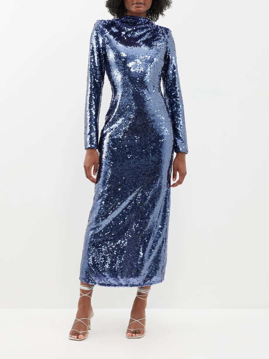 Back-cutout sequinned midi dress | Matches (US)