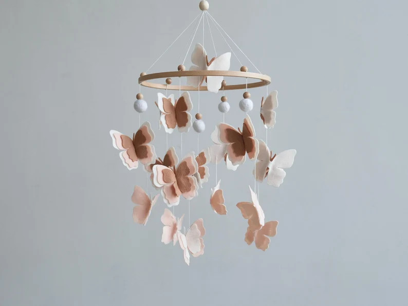 Felt Butterfly Baby Mobile, Nursery Decor, Handmade Shower Gift | Etsy (US)