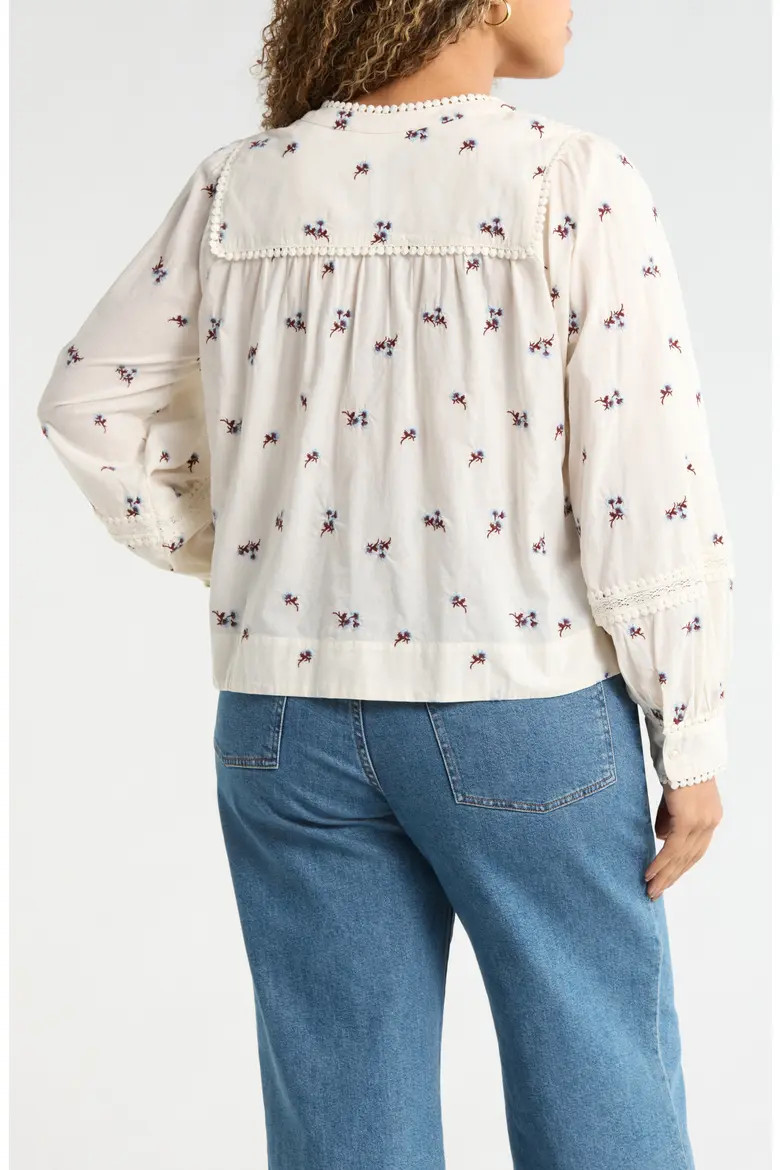 Lace Trim Embroidered Top (Women) | Nordstrom | Nordstrom