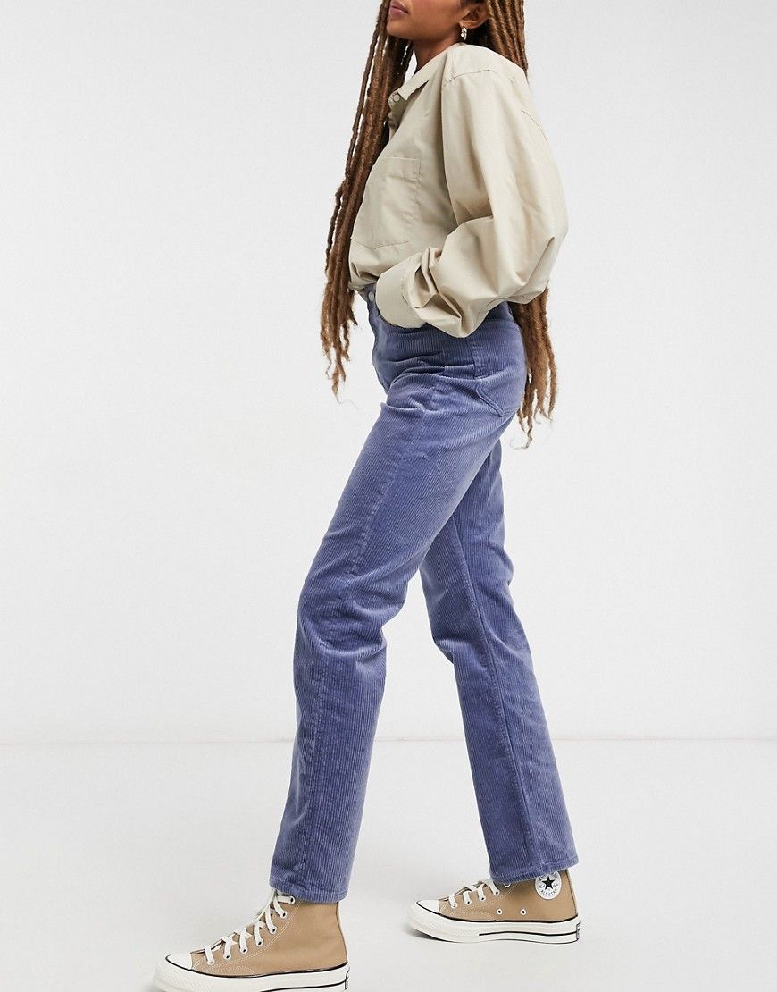 Weekday - Rowe - Pantalon droit en velours côtelé de coton biologique - Bleu acier | ASOS (Global)
