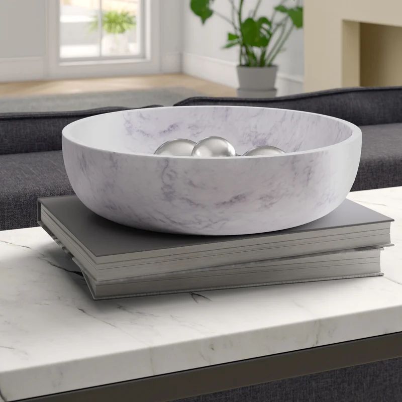 North Widcombe Marble Decorative Bowl in White | Wayfair North America