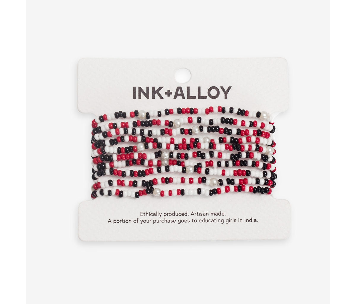 Ink + Alloy Sage 10 Stranded Beaded Stackable Stretch Bracelets - Scarlet and black | Macy's