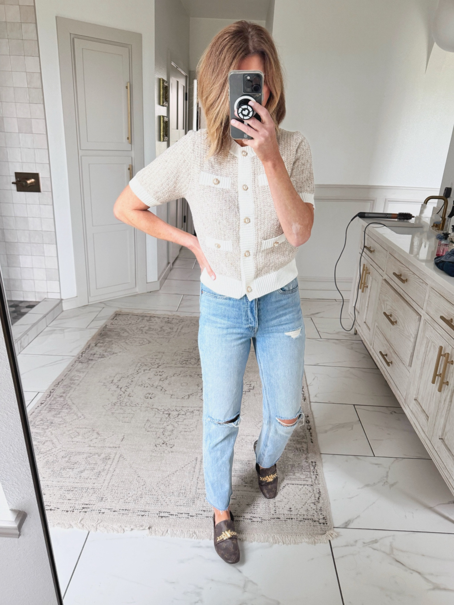 What I wore  
Jeans tts
Top size up 
Shoes are LV loafers I’ve had for many years 

#LTKover40 #LTKstyletip