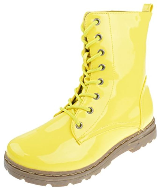 Nature Breeze Gwen 01 HI Womens Patent Milatary Lace Up Combat Boots | Amazon (US)