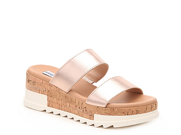 Steve Madden Blaine Wedge Sandal - Women's - Rose Gold Metallic | DSW