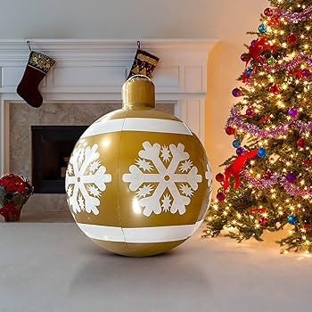 24 inch Giant PVC Inflatable Christmas Ball Ornaments, Large Holiday Xmas Blow Up Ball Decoration... | Amazon (US)