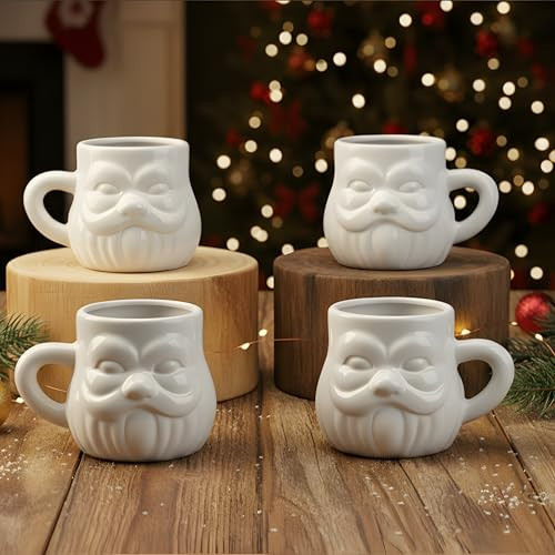 Didaey 4 Pcs Christmas Santa Coffee Mugs 15 oz Santa Claus Heads Ceramic Mugs 3D Christmas Design Cups for Cocoa Milk Tea Latte Drinkware Xmas Holiday Gift | Amazon (US)