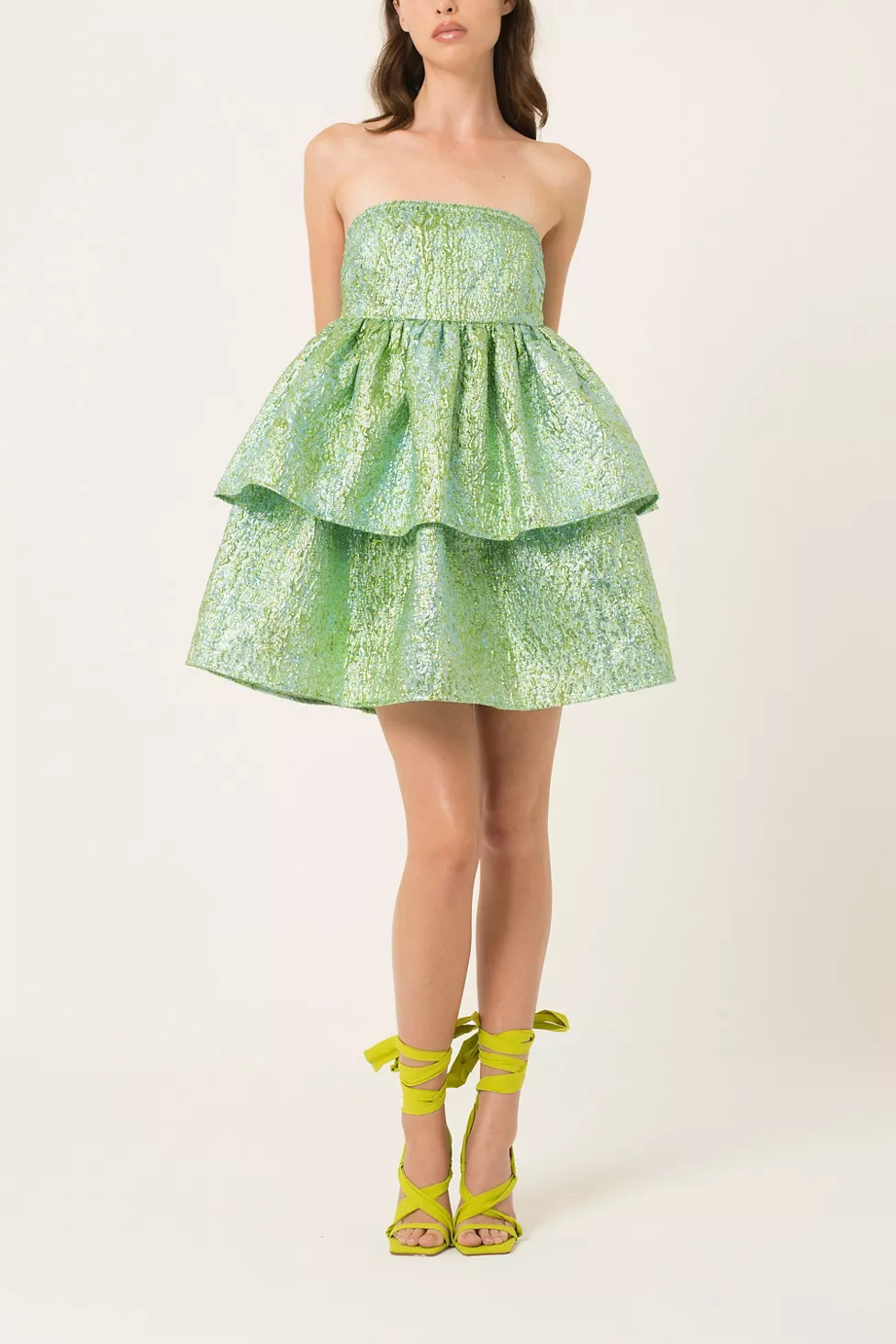 Amy Lynn Sara Strapless Ruffle Mini Dress | Urban Outfitters (US and RoW)