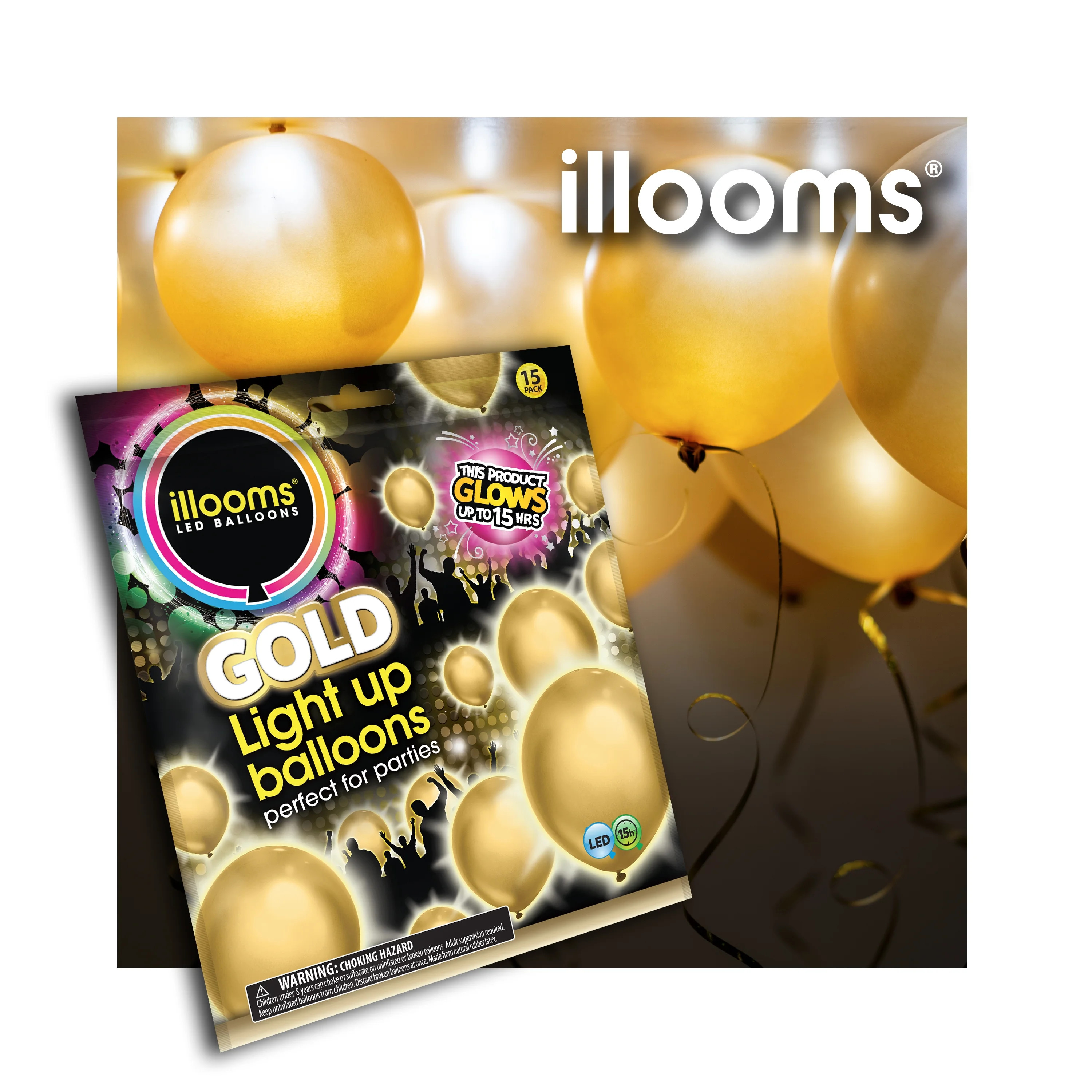 Illooms Light up Balloons - Metallic Gold 15 Pack -  Add Fun and Excitement to Your Party with il... | Walmart (US)