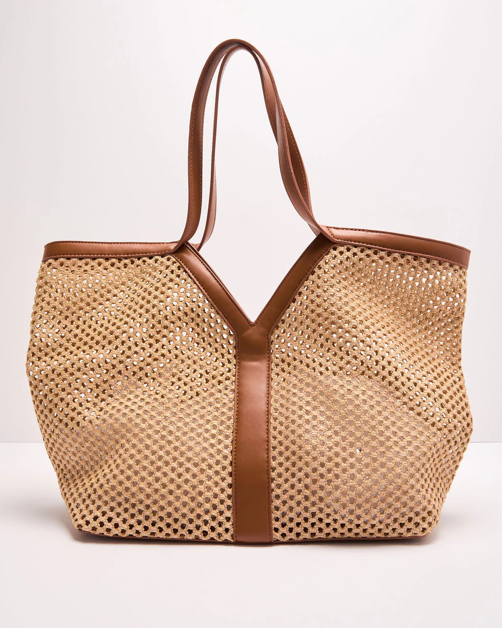 Soft Palms Open Knit Vegan Leather Trim Tote | VICI
