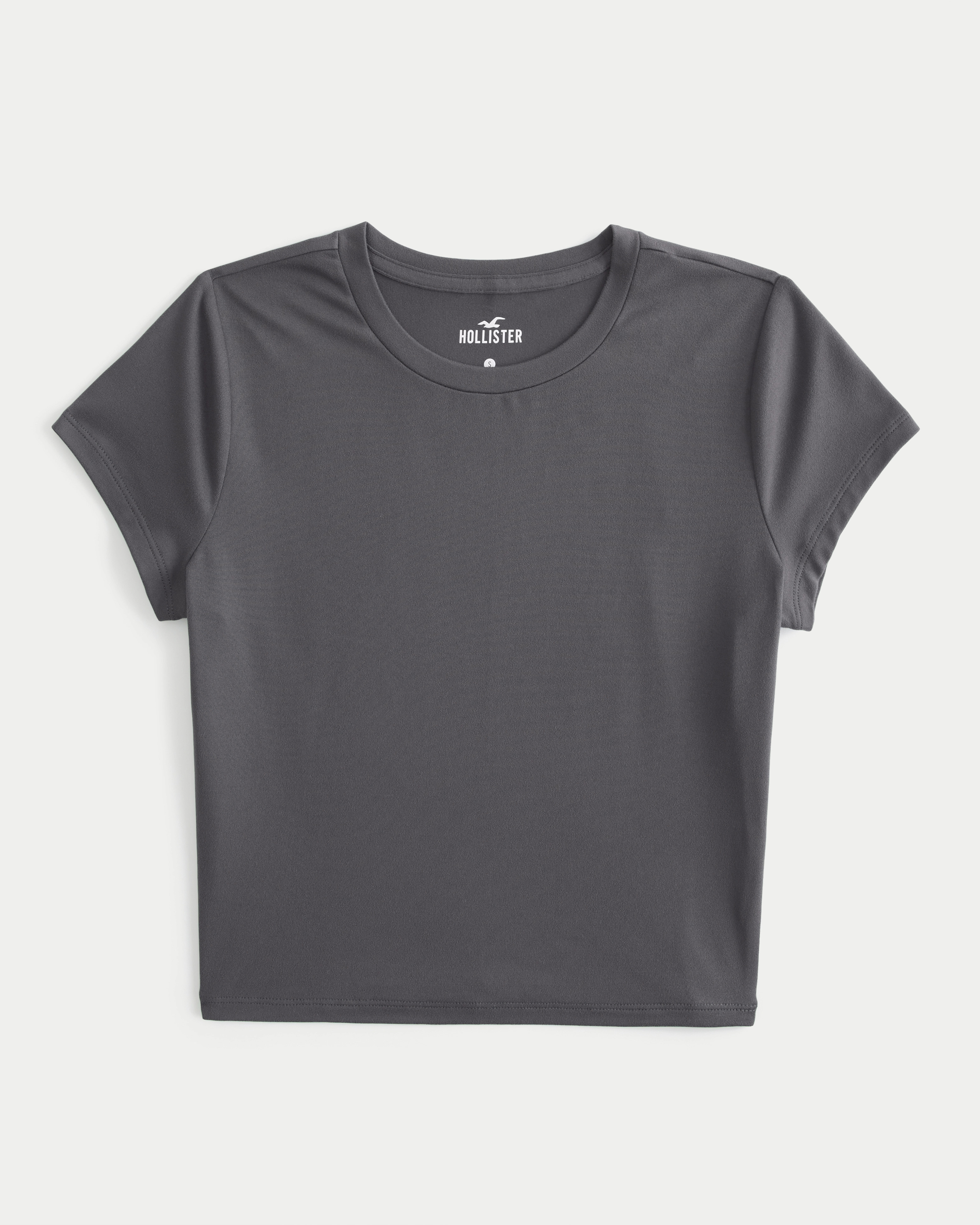 Soft Stretch Seamless Fabric Crew Baby Tee | Hollister (US)