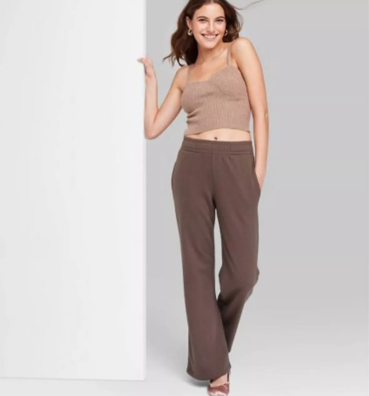Women's High-Rise Wide Leg French Terry Sweatpants Wild Fable