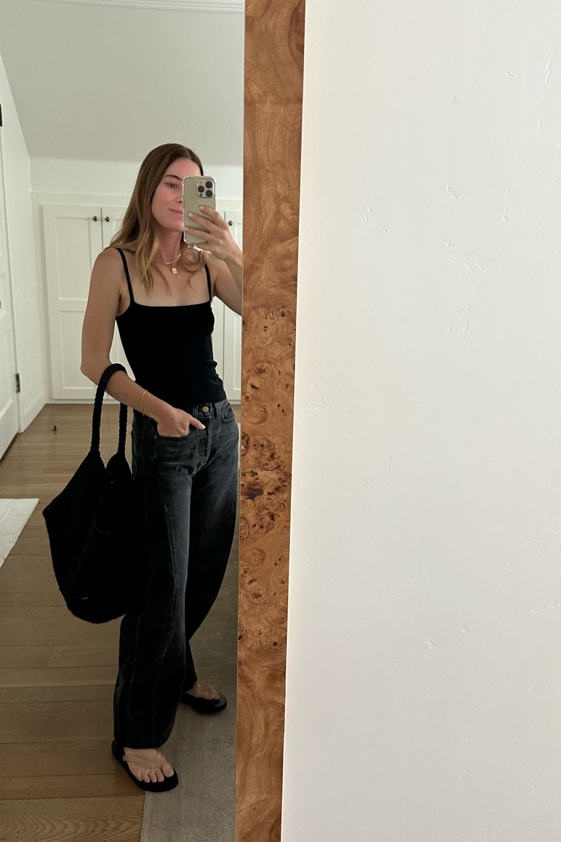 Easy all black look 🖤 I love a square neckline tank!