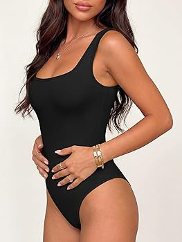 ANRABESS Women's Square Neck Tummy Control Tank Bodysuits | Amazon (US)