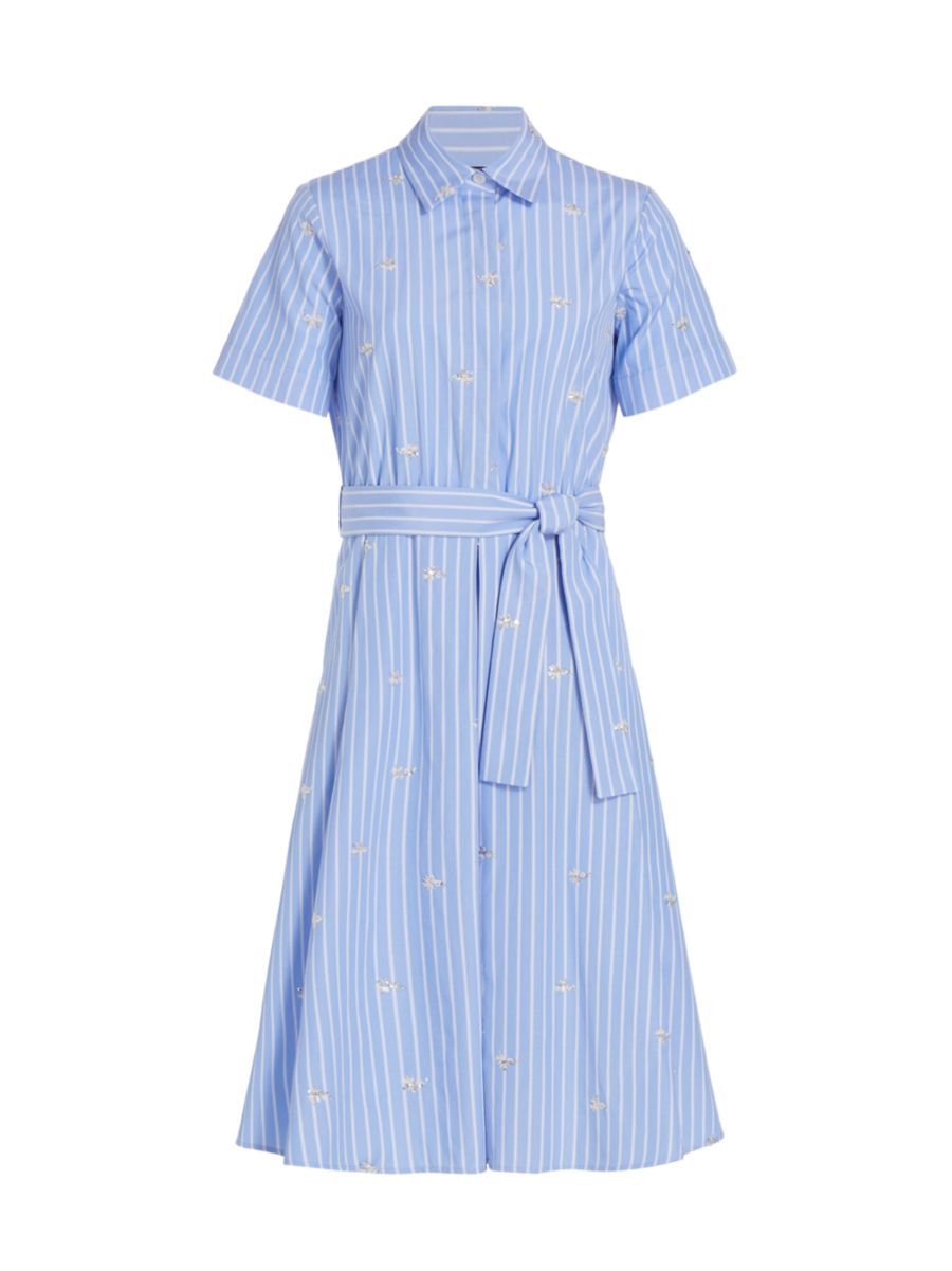 Embroidered Striped Short-Sleeve Shirtdress | Saks Fifth Avenue