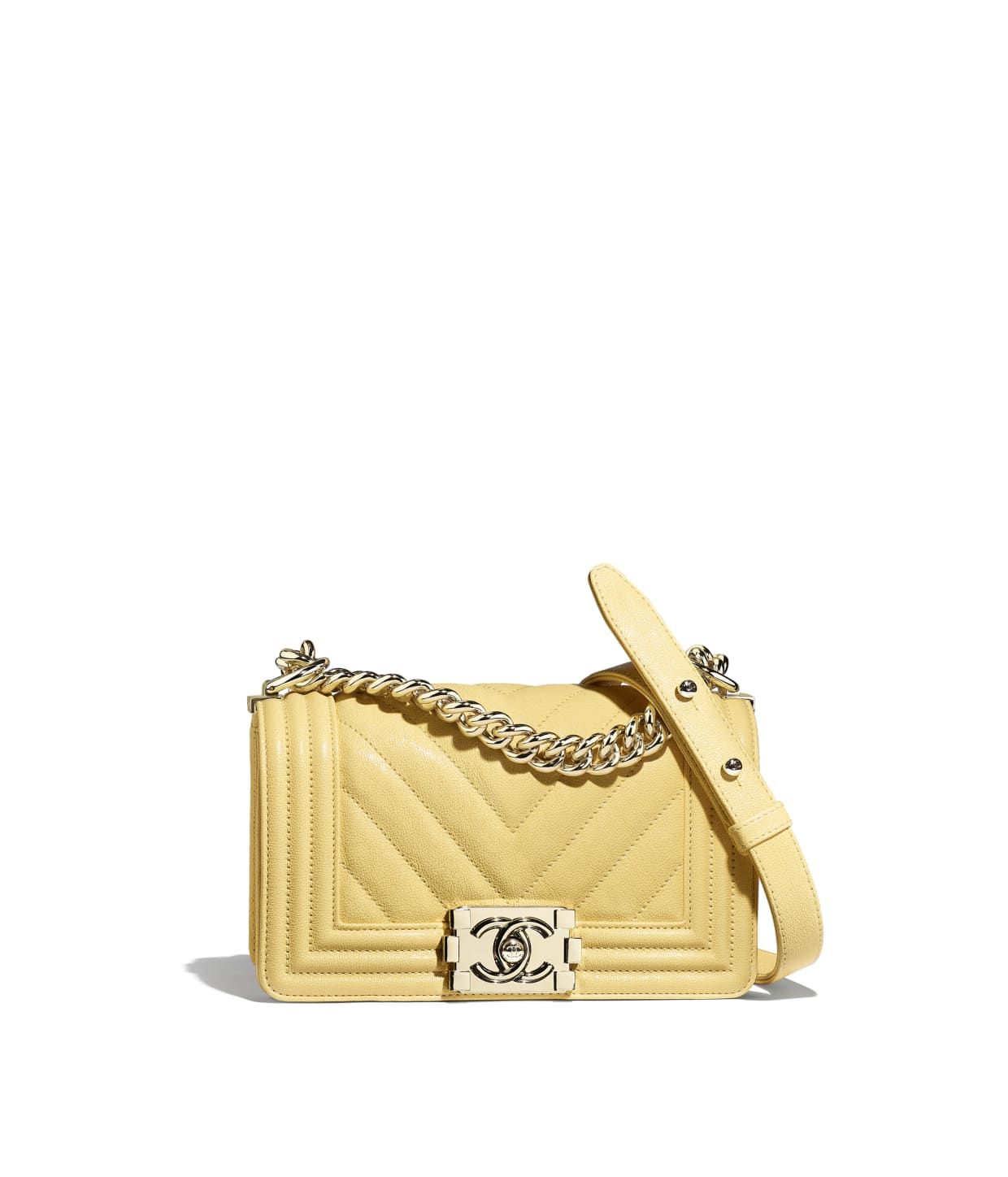 Grained Calfskin & Gold-Tone Metal Yellow Small BOY CHANEL Handbag | CHANEL | Chanel, Inc. (US)