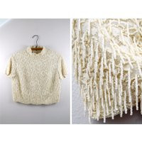 All Fringe Beaded Crop Top // Tassel Embellished Lace with Cream Fringed Beading | Etsy (US)