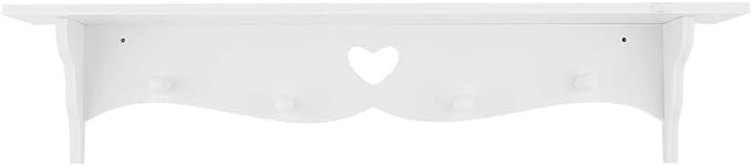 Floating Shelf Hollow Heart Carved Wall Hanging Shelf Wall Shelf with Hooks Wall Decoration Coat ... | Amazon (US)