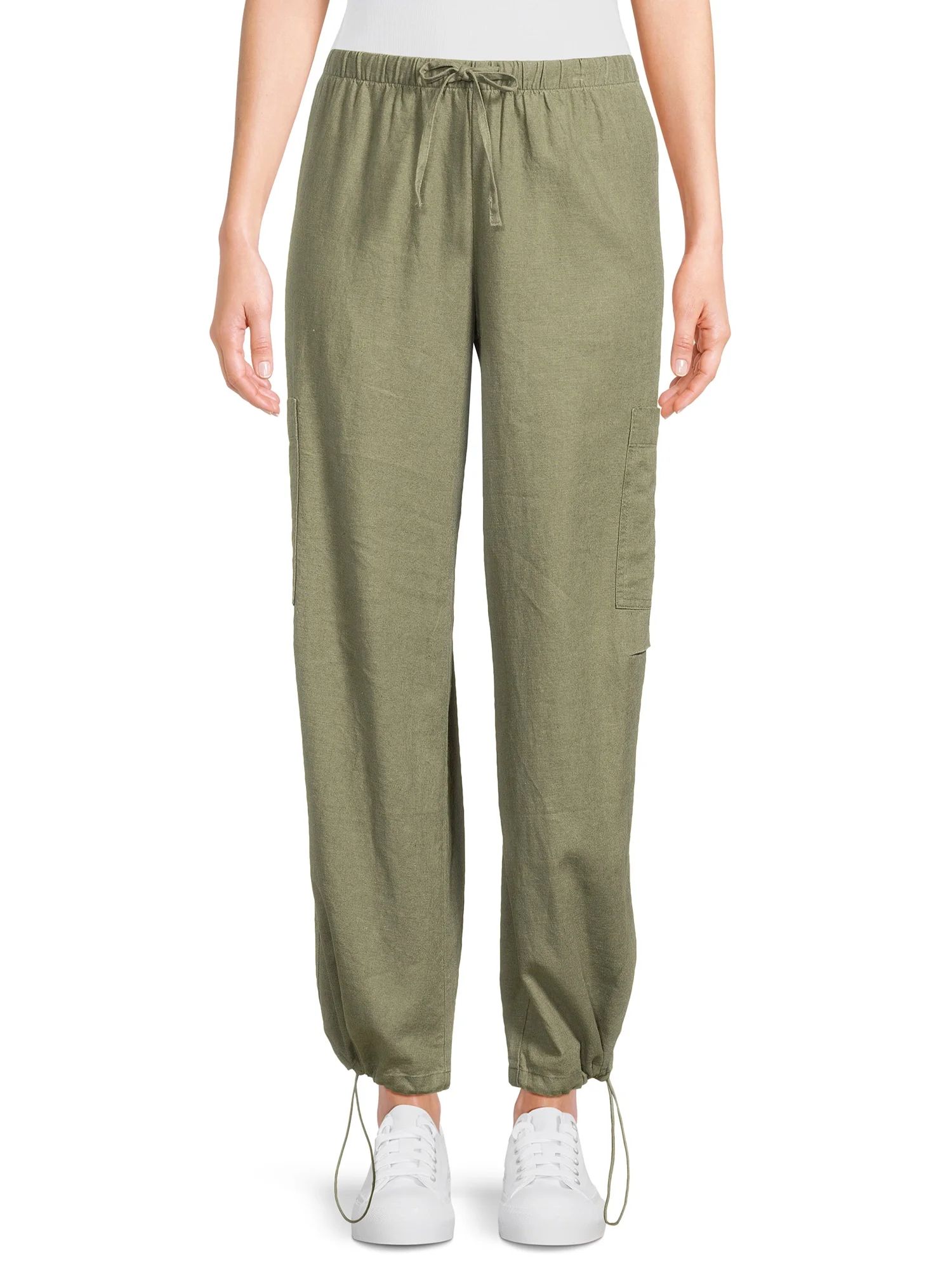 No Boundaries Juniors Linen Cargo Pants | Walmart (US)