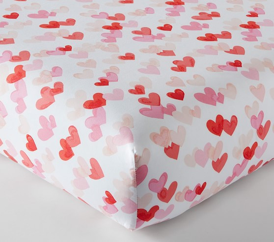 Hearts Organic Crib Fitted Sheet | Pottery Barn Kids