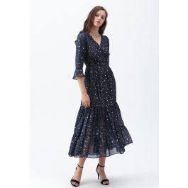 Glory of Love Star Printed Maxi Dress in Navy | Chicwish
