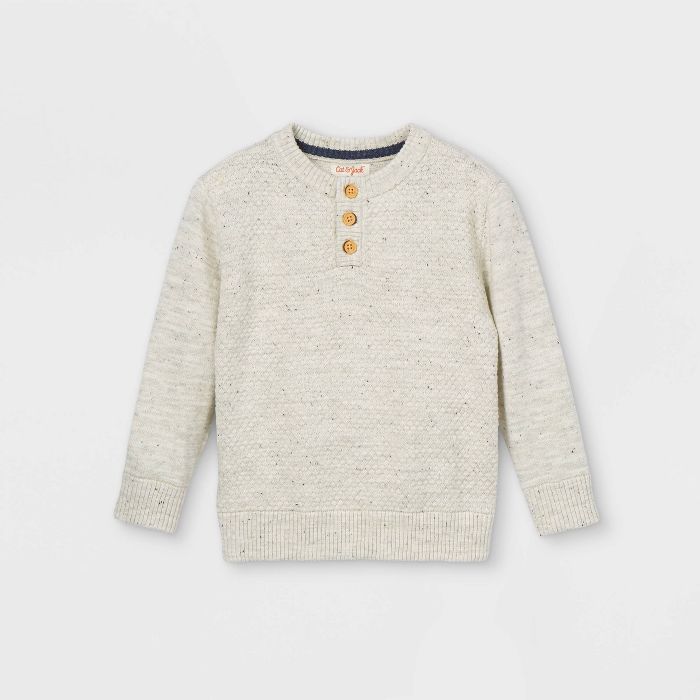 Toddler Boys' Knit Henley Pullover Sweater - Cat & Jack™ Heather Gray | Target