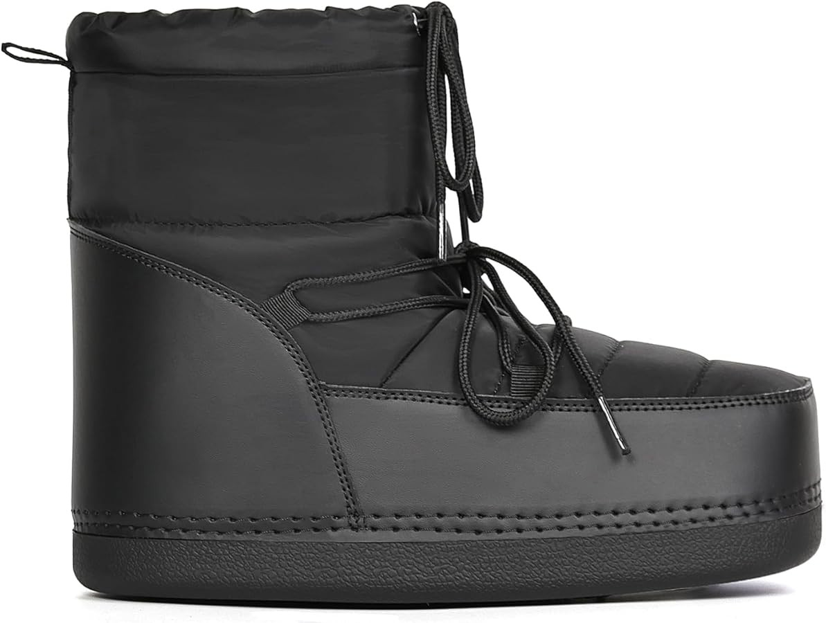 Womens Winter Snow Boots Anti-Slip Ankle Booties with Warm Lining Lace-up Outdoor Shoes | Amazon (US)