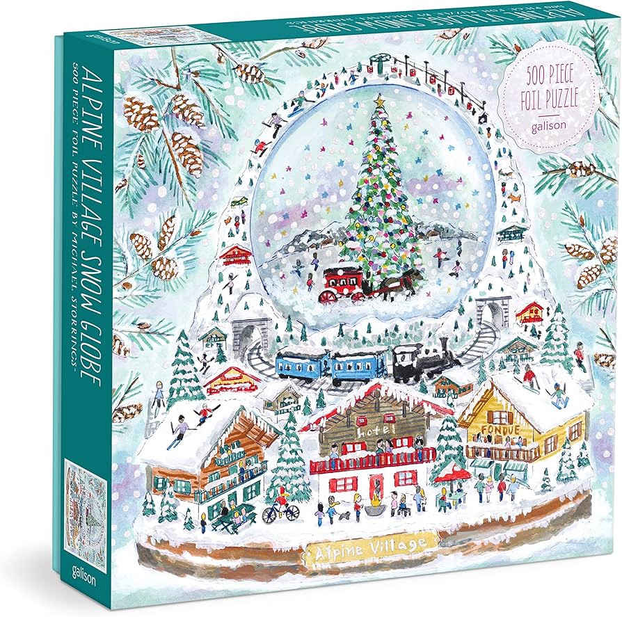 Galison Michael Storrings Alpine Village Snow Globe – 500 Piece Foil Puzzle of Christmas Snow F... | Amazon (US)