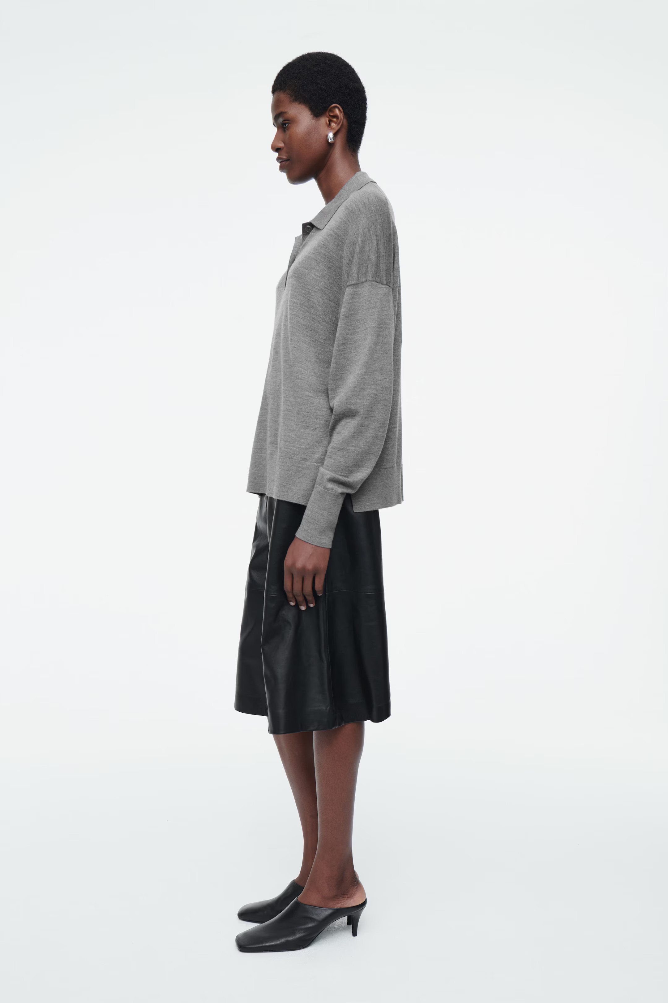 MERINO WOOL POLO SHIRT - GREY | COS (AU)