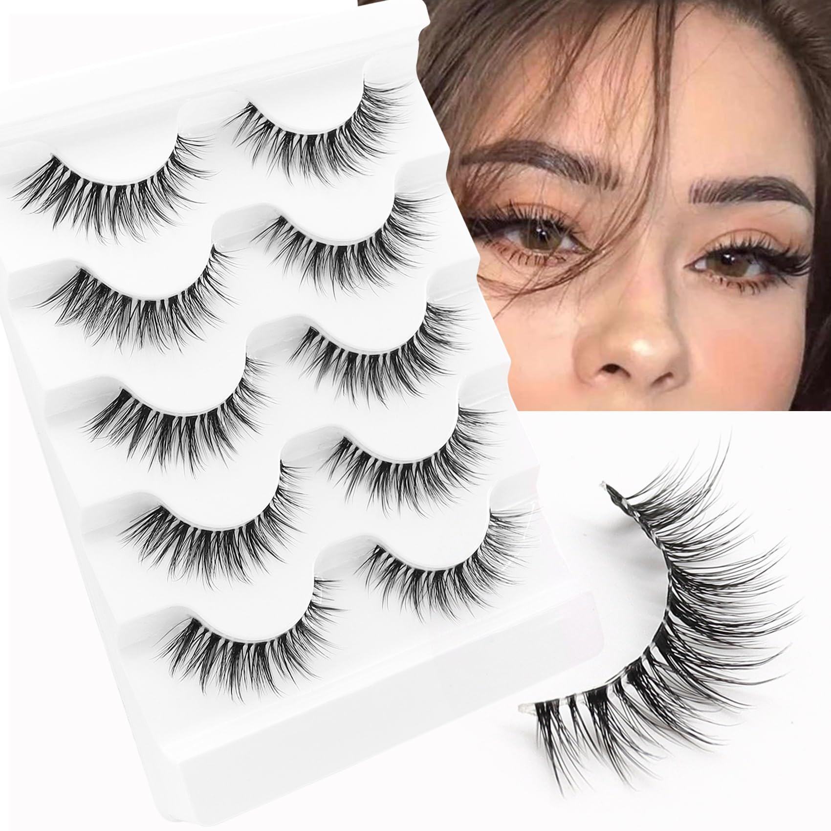 Veleasha Lashes Wispy False Eyelashes 100% Handmade Eyelashes Natural Look Fake Lashes Lightweigh... | Amazon (US)