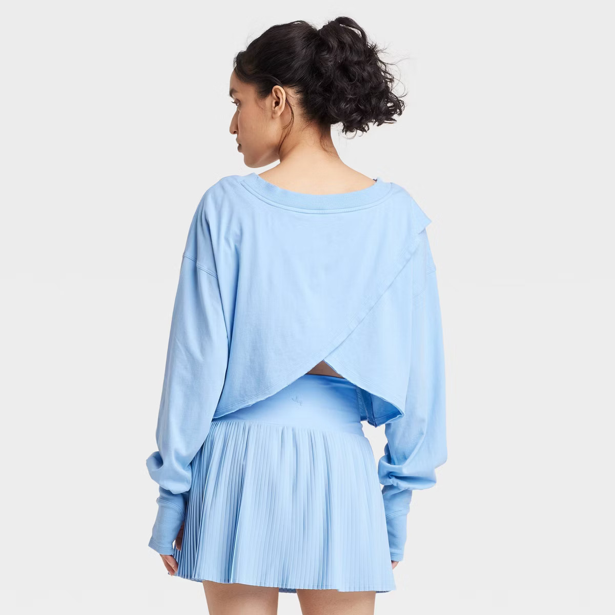 Women's Cross Back Long Sleeve Top - JoyLab™ Light Blue M | Target
