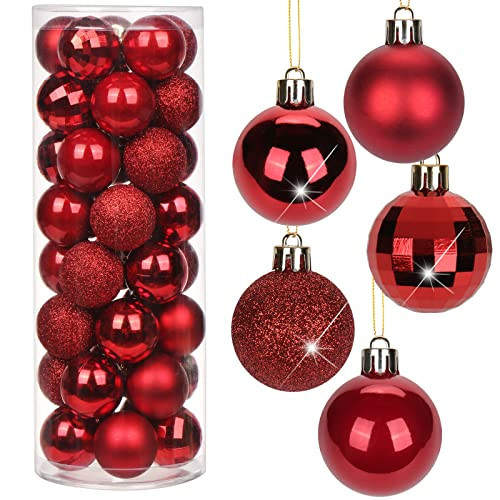 1.57" Red Christmas Balls Ornaments 40 Pcs Shatterproof Christmas Ornaments Set Small Red Ornament for Xmas Tree Halloween Holiday Party | Amazon (US)